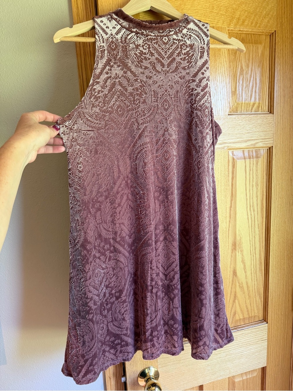 Mudd Y2K Burnout Velvet Mock Neck Mini Swing Dress Mauve Pink Large
